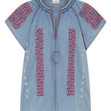 ILIO NEMA Abyla Blue Chambray Top GHOST