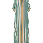 ILIO NEMA Melanie Green Fez Stripe Caftan ghost