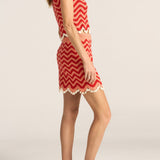 Delphi Pink & Red Wave Hand Crochet Skirt with Shells