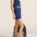 Cynthia Blue & Black Wave Hand Crochet Top
