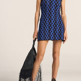 Herse Blue & Black Wave Hand Crochet Dress