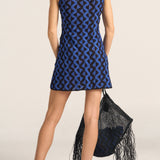 Herse Blue & Black Wave Hand Crochet Dress