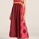 Philomela Red & Pink Wave Patchwork Poplin Dress