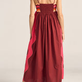 Philomela Red & Pink Wave Patchwork Poplin Dress