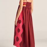 Philomela Red & Pink Wave Patchwork Poplin Dress