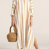 Pollux Afro Broken Stripe Maxi Caftan