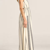 Eirene Black and White Broken Stripe Dress