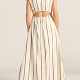 Eirene Black and White Broken Stripe Dress