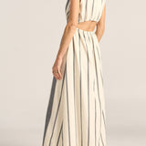 Eirene Black and White Broken Stripe Dress