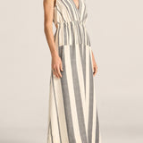 Eirene Black and White Broken Stripe Dress