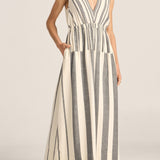 Eirene Black and White Broken Stripe Dress