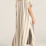 Castor Black and White Broken Stripe Caftan