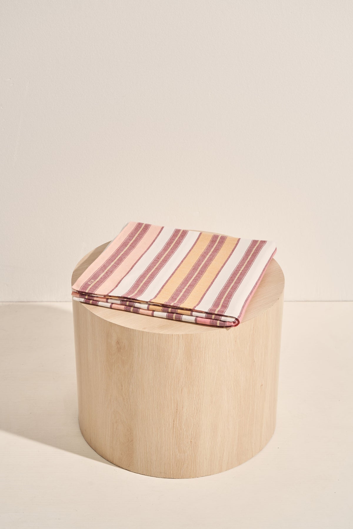 Coral Fez Stripe Handloom Tablecloth