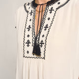 Luna Folk Embroidery Silk Caftan