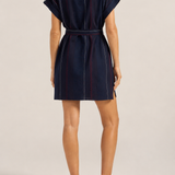 Athena Navy Boucle Stripe Tunic Dress