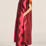 Belus Red & Pink Wave Patchwork Poplin Pants