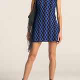 Herse Blue & Black Wave Hand Crochet Dress