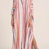 ILIO NEMA Pollux Pink Bazaar Stripe Maxi Caftan Dress