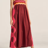 Philomela Red & Pink Wave Patchwork Poplin Dress