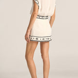 Oracle Folk Embroidery Silk Top