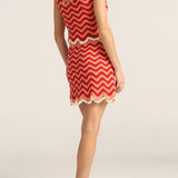 Cynthia Pink & Red Wave Hand Crochet Top with Shells