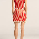 Cynthia Pink & Red Wave Hand Crochet Top with Shells