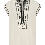 Oracle Folk Embroidery Silk Top