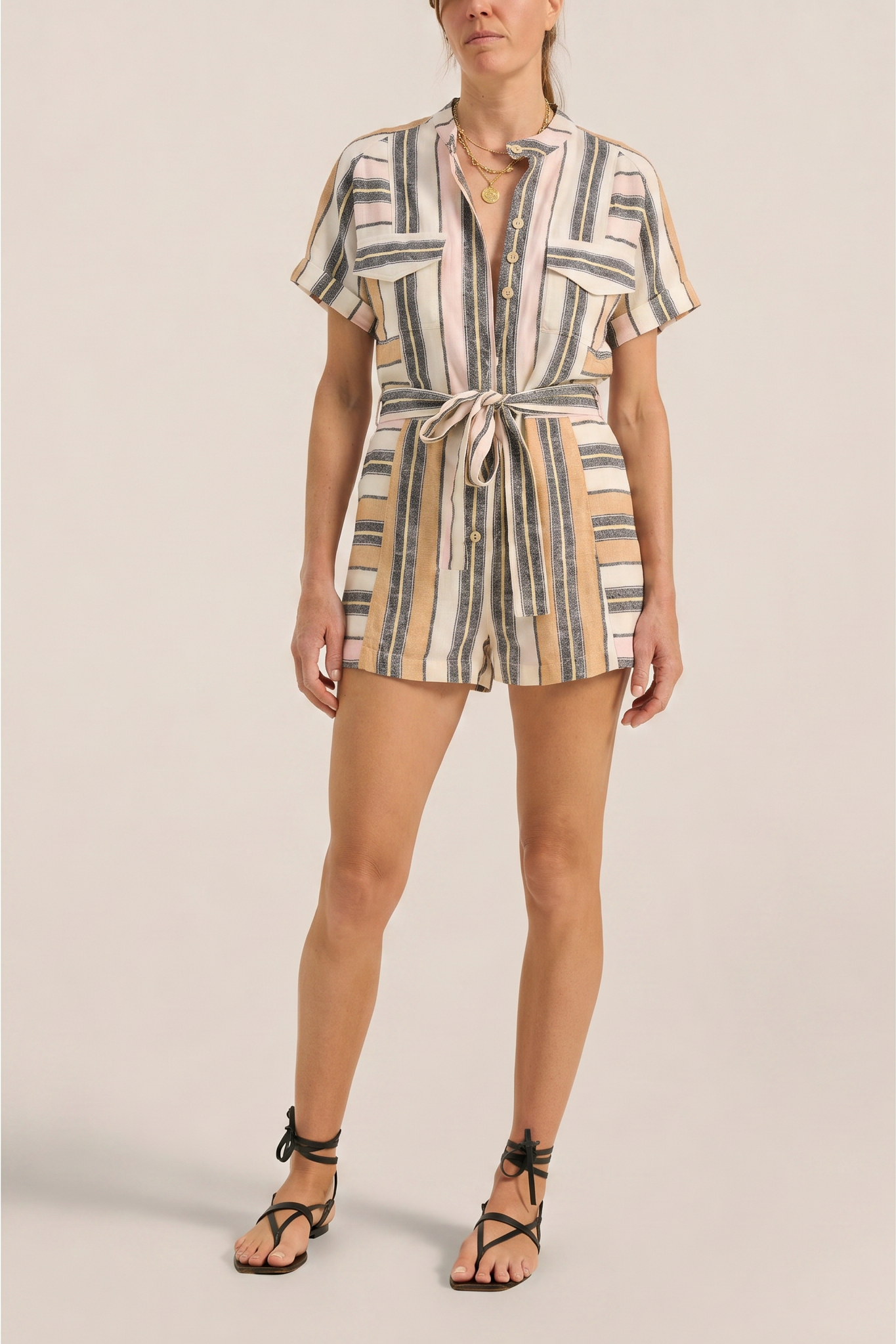ILIO NEMA Orpheus Blue Fez Stripe Playsuit