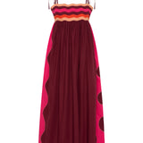Philomela Red & Pink Wave Patchwork Poplin Dress