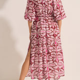 Priam Fuchsia Orchid Print Caftan