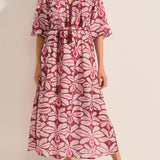 Priam Fuchsia Orchid Print Caftan