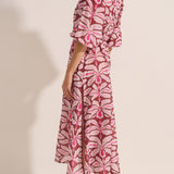 Priam Fuchsia Orchid Print Caftan