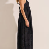 Raven Black Eyelet Linen Dress