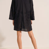 Venus Tunic Black Eyelet Linen Dress