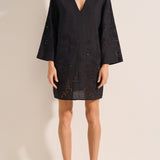 Venus Tunic Black Eyelet Linen Dress