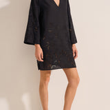 Venus Tunic Black Eyelet Linen Dress