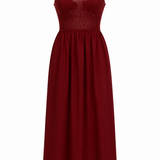 Sample - Burgundy Crochet Poplin Dress