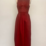 Sample - Burgundy Crochet Poplin Dress