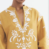 Phanes Golden Yellow Applique Caftan