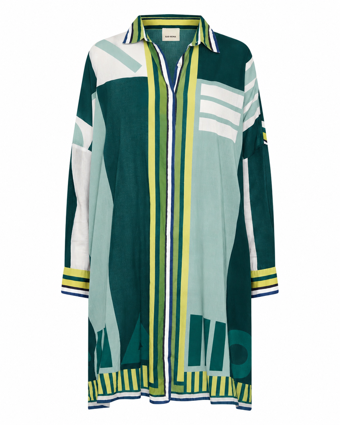 ILIO NEMA Artemis Green Sarong Voile Shirtdress