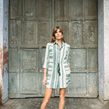 Leto Green Cyprus Stripe Shirtdress