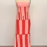 Sample - Pink and Red Broken Stripe Strapless Dress