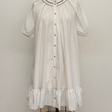 Sample - White Poplin Puff Sleeve Mini Dress