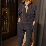 Hephaestus Navy Boucle Stripe Boilersuit