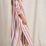 Pollux Pink Bazaar Stripe Maxi Caftan Dress