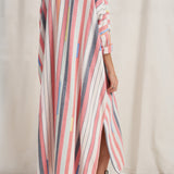 Pollux Pink Bazaar Stripe Maxi Caftan Dress