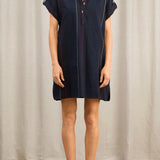 Athena Navy Boucle Stripe Tunic Dress