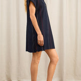 Athena Navy Boucle Stripe Tunic Dress