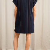 Athena Navy Boucle Stripe Tunic Dress