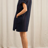 Athena Navy Boucle Stripe Tunic Dress